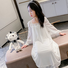 2025新款儿童睡裙莫代尔春秋季长袖女孩宝宝公主风女童睡衣家居
