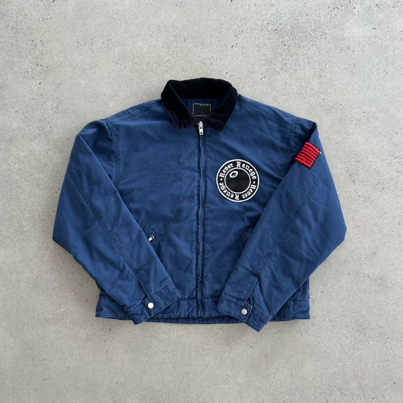 Autumn and Winter New Letter Embroidered Work Jackets for Men and Women, Casual Loose Lapel Jackets, Couple Distressed Tops