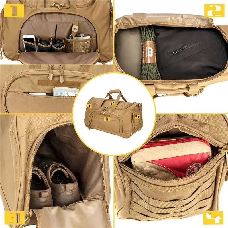 Bolsa de viaje deportiva al aire libre personalizada multifuncional de gran capacidad material resistente al desgarro bolsa de viaje para fanáticos militares bolsa táctica en stock