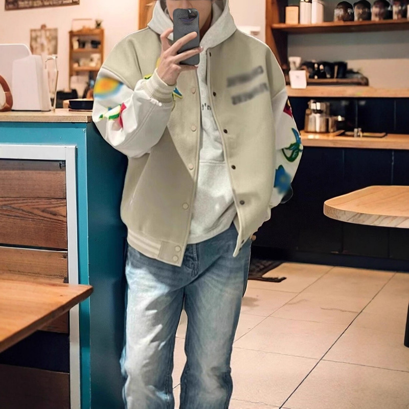 Amazon's New Baseball Uniforms for Men and Women, American Casual Rainbow Floral Series Jackets, Trendy Early Autumn Jackets