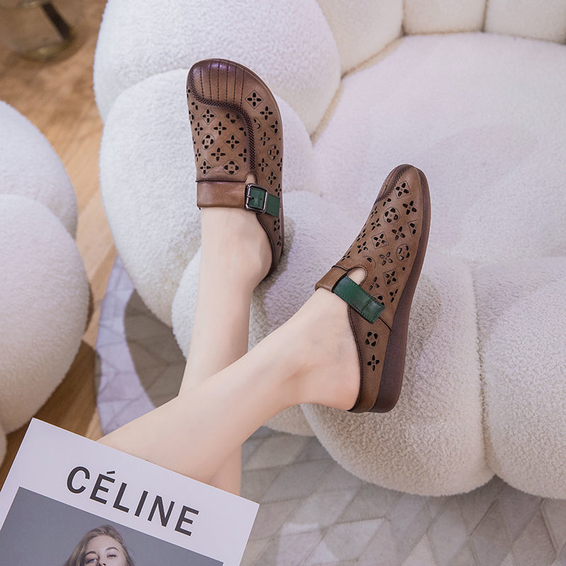 Summer non-slip retro ethnic Crocs-style slippers
