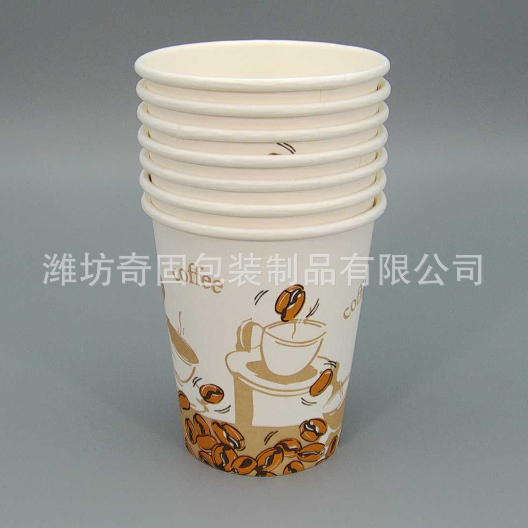 90口径16盎司单淋膜加厚隔热咖啡纸杯带盖卡布奇诺出口专供