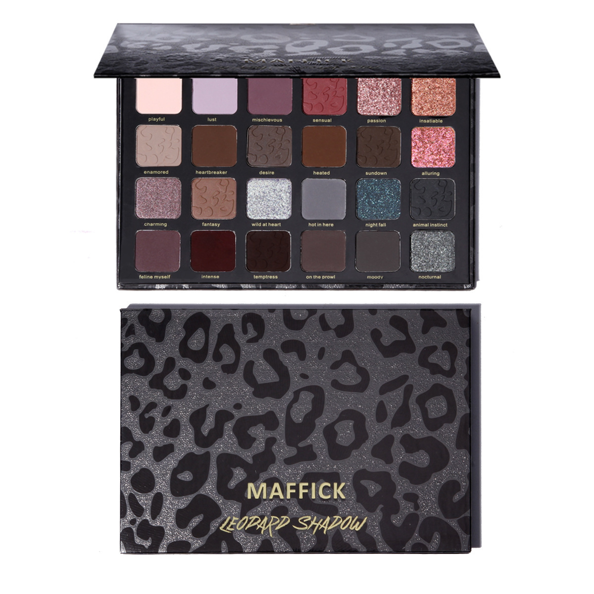 Cross-border bestseller MAFFICK 24-color leopard print eyeshadow palette, chameleon pearlescent matte makeup effect undefined