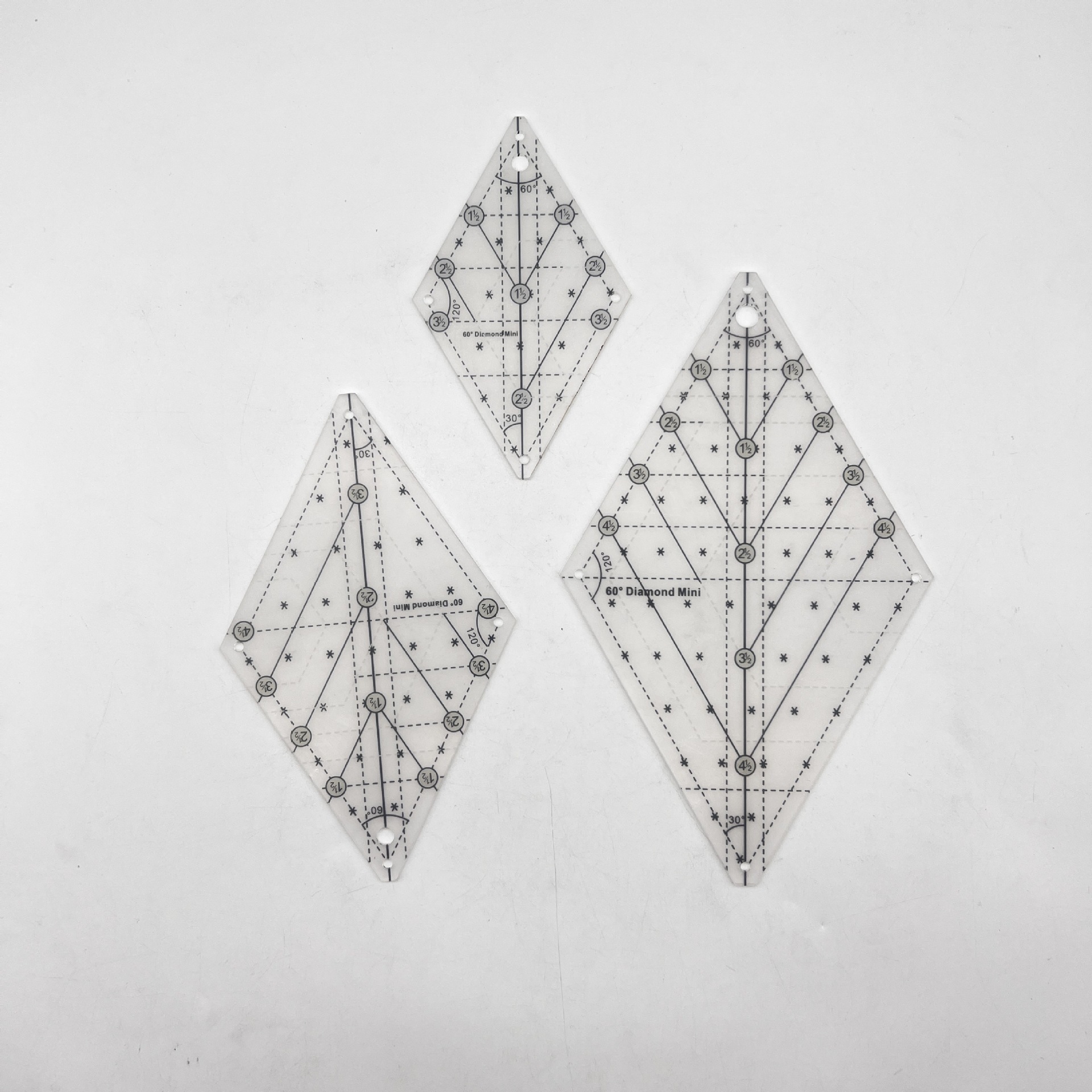 Diseño de prendas de vestir acrílico 90 ° regla de costura de tela de corte de tela doble regla de patrón de tela de corte