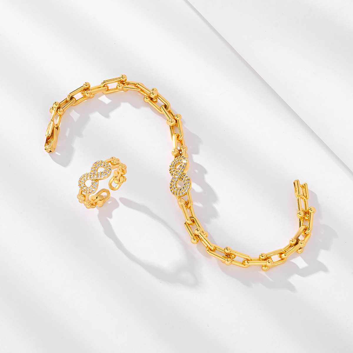 24k set de joyería de herradura de caballo 24k set de brazalete de anillo vivo de bronce para mujeres opciones transfronterizas