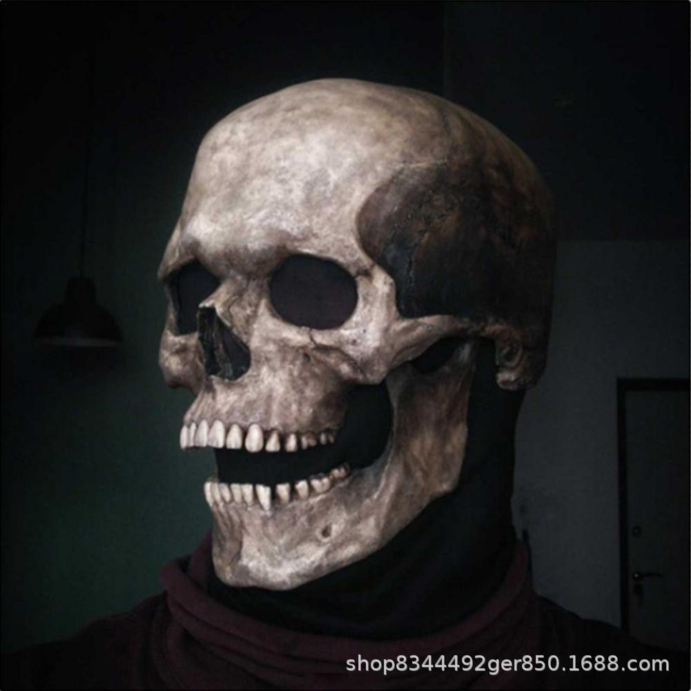 Nuevo móvil boca cráneo máscara cabeza cubierta Horror Halloween boca móvil cráneo cabeza completa máscara de cráneo