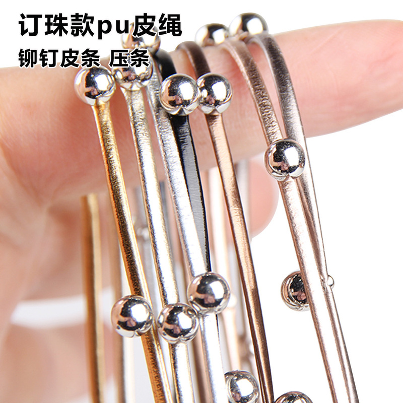 DIY Handmade Beaded Leather Rope Jewelry Material Leather Rope Necklace Black Leather Strap Pu Leather Necklace Clothing Accessories
