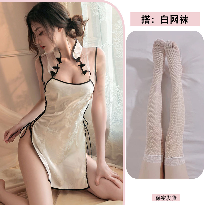 White + white fishnet stockings