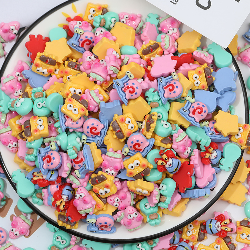 Caricatura Mini SpongeBob diy accesorios de resina crema pegamento para el cabello agujero de botón de zapatos accesorios de soporte de caso de teléfono móvil