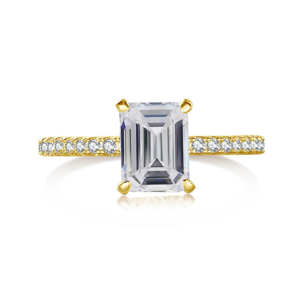 2 quilates esmeralda corta rosa color anillo de piedra de moissanita plata esterlina S925 anillo de fila correa de boda certificado GRA