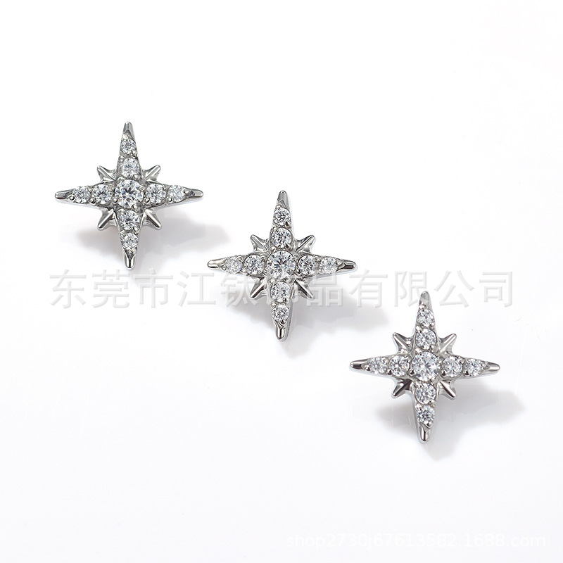 G23 Titanium Star Earring ASTM F136 Gem Stud Ear Piercing Jewelry detail image 10