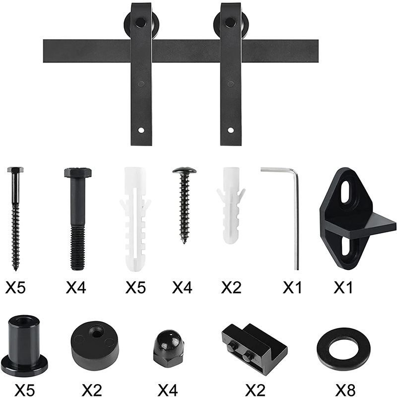 Puerta de Granero americana colgando carril deslizante puerta corredera carril de deslizamiento Puerta de Granero accesorios de viaje conjunto completo hardware armario puerta de madera pista