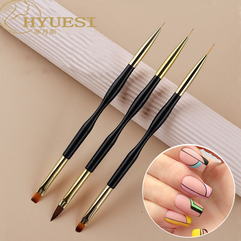 Double head nail painting pen very fine carved drawing line drawing pen Professional nail painting flower pen Light therapy pen nail tool