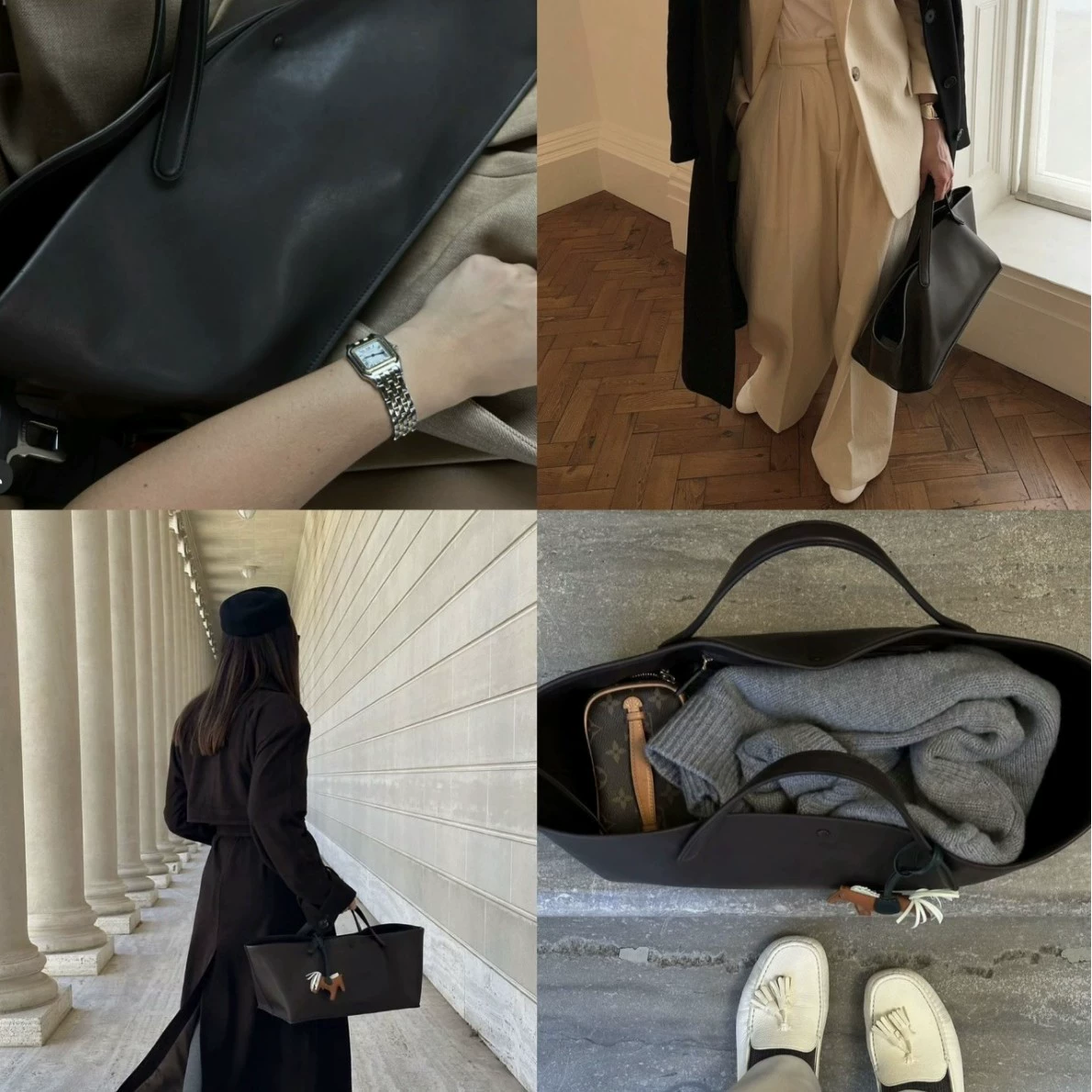 Minimalistic soft leather retro capacious shoulder bag, high-quality style