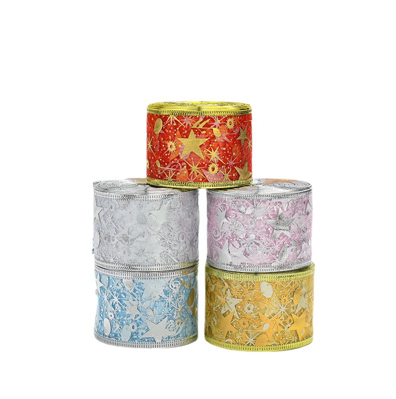 Transfronterizo nuevo Navidad 2 M 5 M impresión dorada de doble capa cinta de luz de cadena de alambre de cobre estrella de cinco puntas cinta luminosa