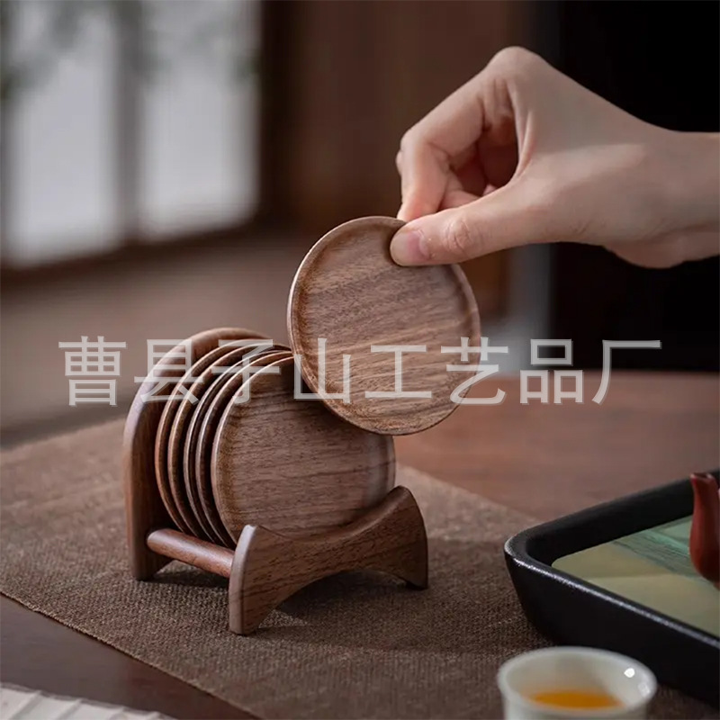 Taza de té creativa de nuez taza de té casera taza de té café aislante de calor conjunto de taza de madera taza de soporte