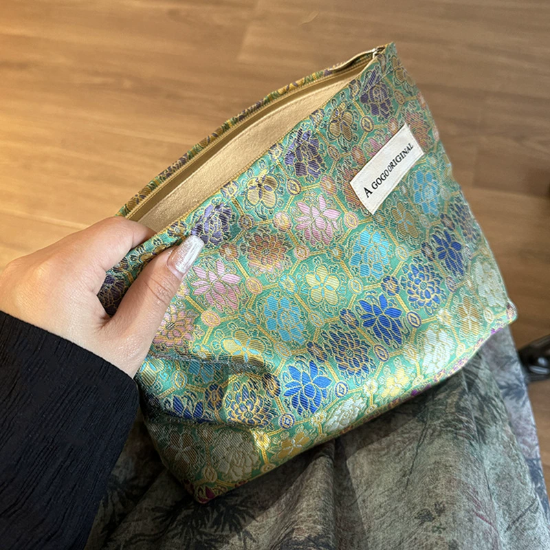 Handheld cosmetic bag, ethnic storage bag, small clutch bag, Chinese style, ethnic style, Birthday gift