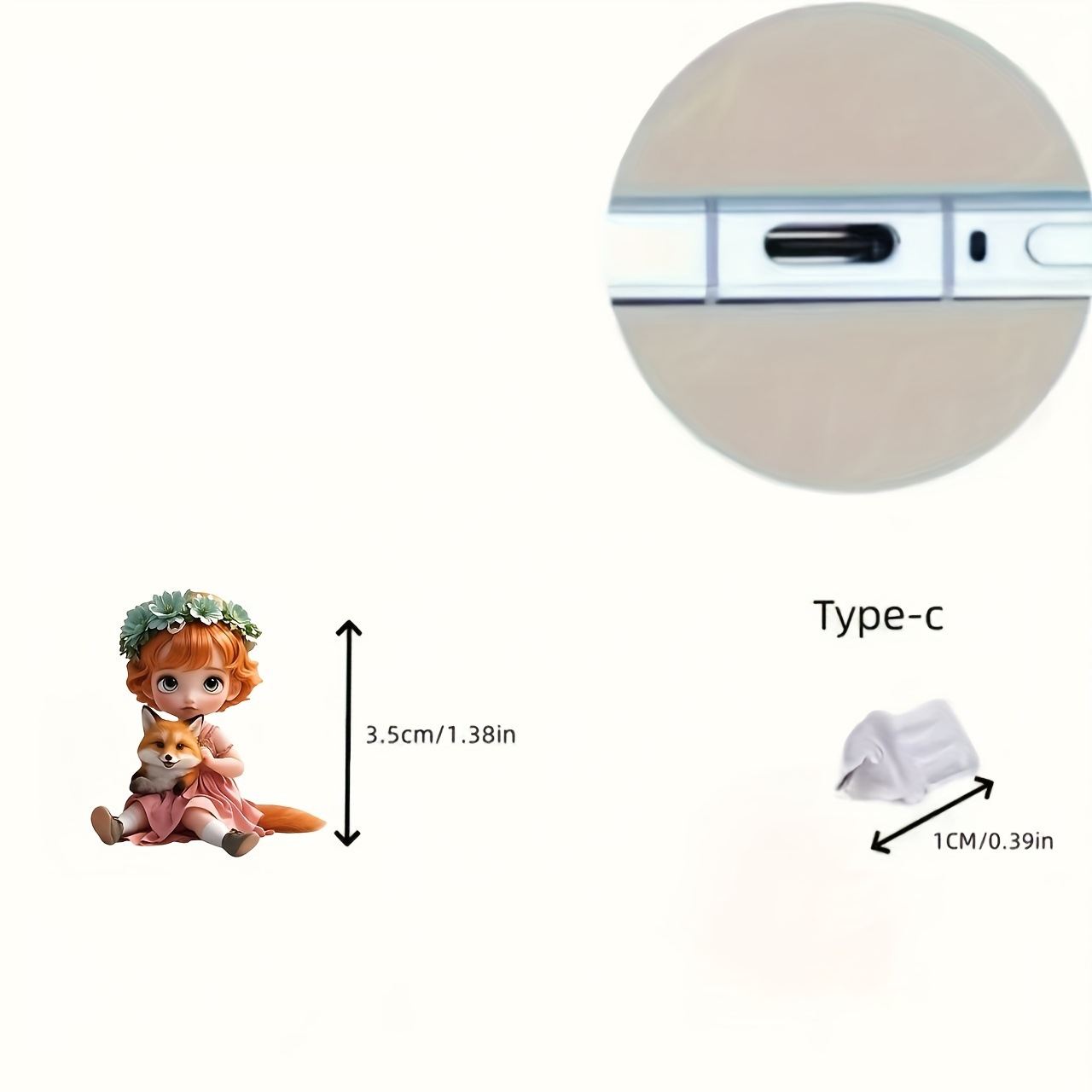 Nuevo acrílico plano transfronterizo para abrazar zorro pequeño tapón de polvo de teléfono móvil image 4