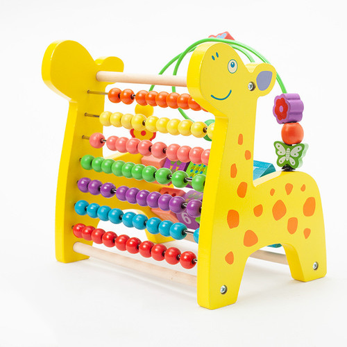 Wooden multifunctional deer knocking piano and beading calculation rack flip rack three-in-one children's early education educational toy