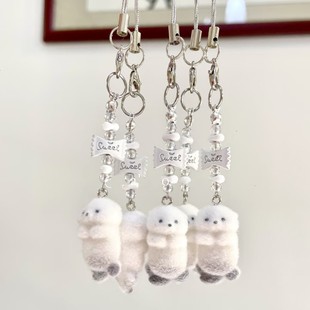 [Sea Otter] Ccd Lanyard Handmade Beads Homemade Girly Heart Ins Style Simple Mobile Phone Chain Gu Pendant