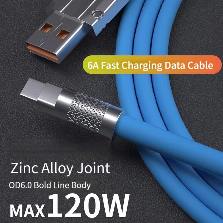 120W USB C type fast charging data line zinc alloy liquid silicone tpye-c-c cross-border gifts