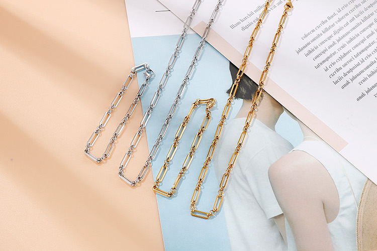 design sense fashion titanium steel bracelet necklace set wholesale nihaojewelry