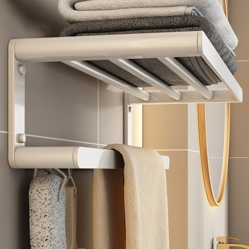 Nordic White Bath Towel Rack Punch-free Toilet Toilet Toilet Towel Rack Wall-mounted Bathroom Rack