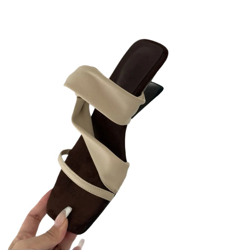 Niche High-End French Fairy Style One-Strap For Women 2025 Summer High Heels Stunning Outdoor Sandals Slippers_vogvips.com