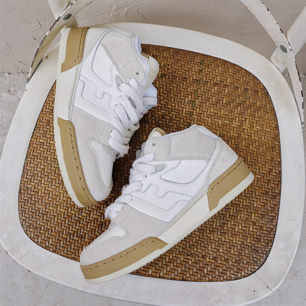 Giày sneaker nam cổ cao phong cách đơn giản dễ phối — Giày thể thao FF cổ cao màu be chi tiết 22