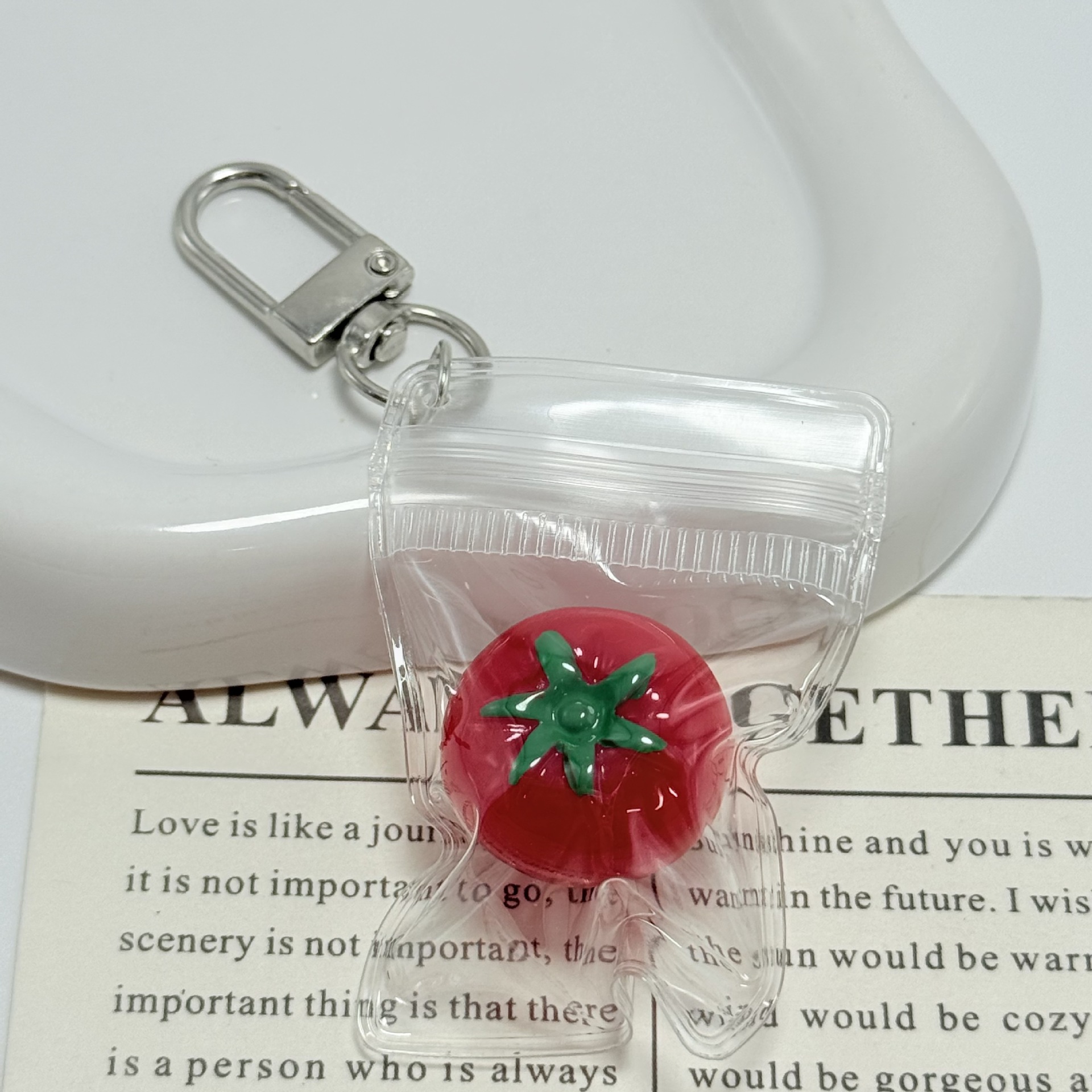 Simulated Tomato Mini Pendant Headphone Bag Coin Purse Anti-Lost Decoration DIY Mobile Phone Chain Key Chain Accessories Chain