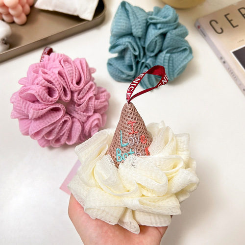Bath ball, cute ice cream bath towel, girl baby bath artifact, bath flower, cute bubble ball, soft and not loose