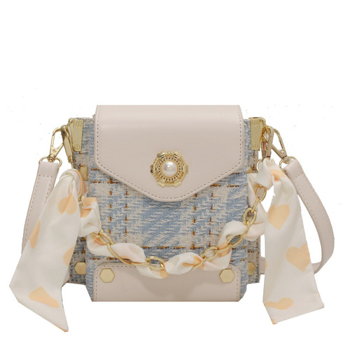 Small bag women's summer shoulder crossbody bag 2024 new trendy fashion woolen small square bag Internet celebrity chain mobile phone bag