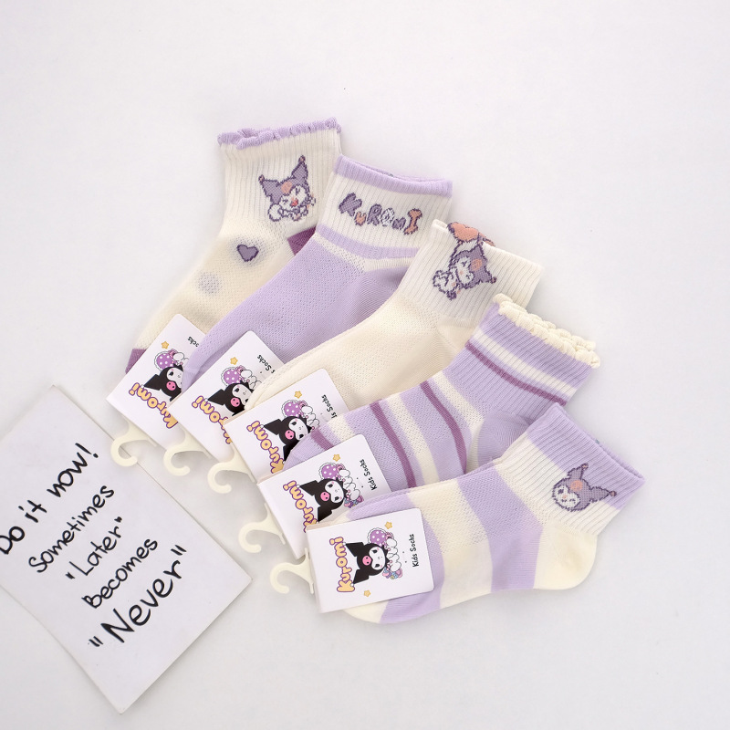 Weijiang 2026 Spring/Summer New Combed Cotton Cartoon Children's Mesh Thin Cotton Socks Comfortable Sweat-Absorbing Sports Socks for Boys and Girls