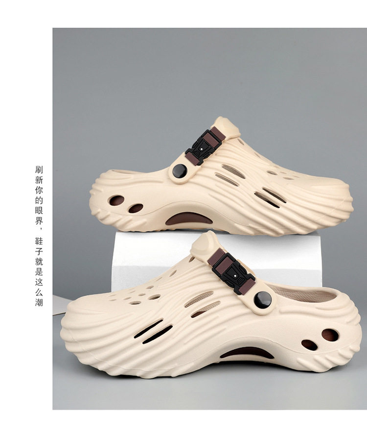 Dép sandal nam lỗ thoáng đế dày EVA chống trượt, đi biển và lái xe — Màu nâu kaki, Xanh nhạt, Đen xám chi tiết 14