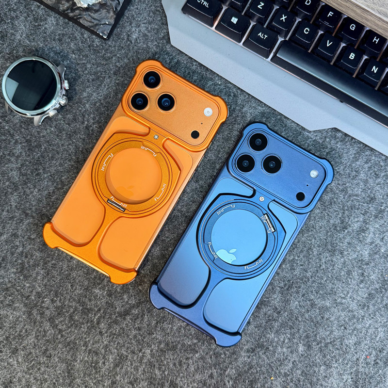 Suitable for Apple 17Promax Mobile Phone Case, Metal Frameless Rotating Magnetic Stand, Iphone16Pro Hollow Design Suitable for Apple 17Promax Mobile Phone Case, Metal Frameless Rotating Magnetic Stand, Iphone16Pro Hollow Design