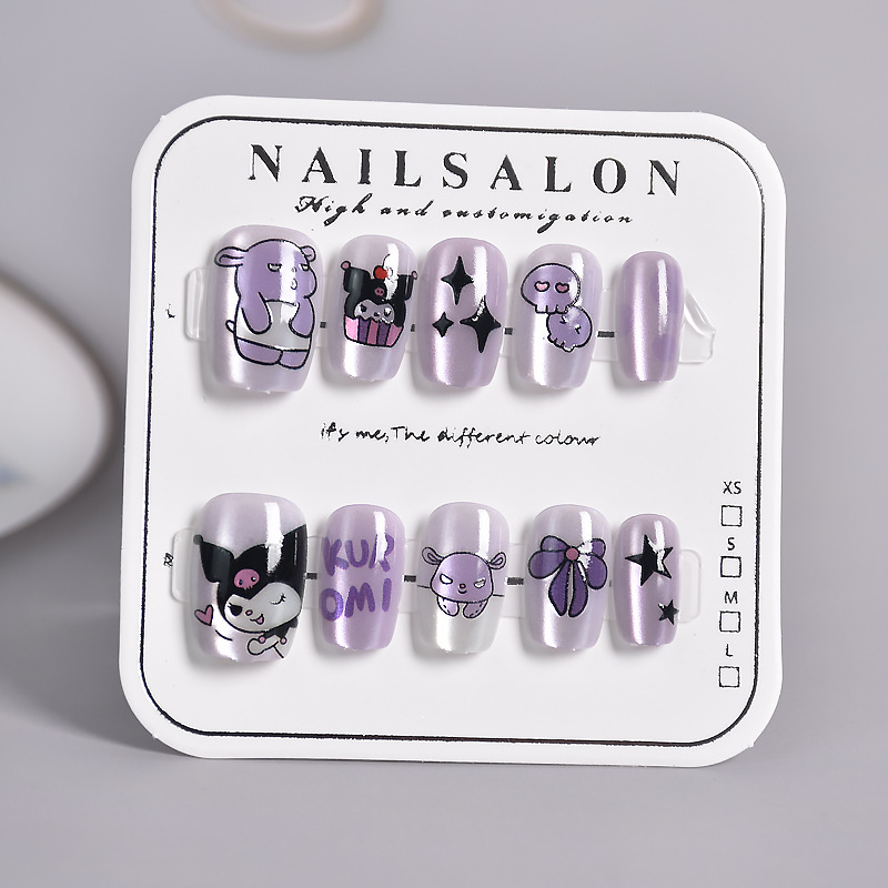 30 piezas de uñas de ojo de gato pegatinas de uñas lindas dibujos animados usar uñas niños usar productos terminados de uñas corto largos estudiantes