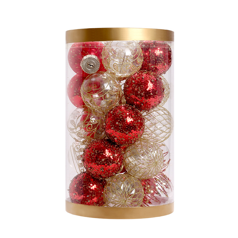 Transfronterizo nuevas decoraciones navideñas boutique de oro rojo PET pintado bola de Navidad traje de bola decorativa del árbol de Navidad
