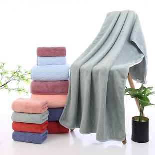 Bath Towel Coral Velvet Creative Plain Soft Absorbent Towel Thickened Comfortable and Not Easy to Shed Bath Towel Wholesale