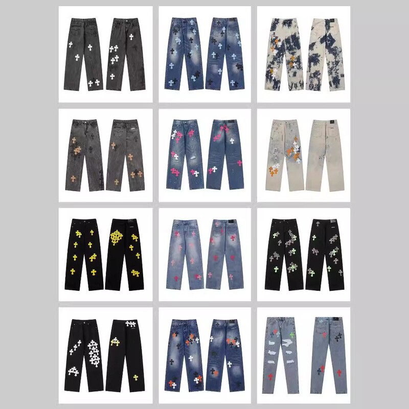 Chrome Hearts New Croats for Men and Women with Washed Denim Pants Cross-border Wholesale