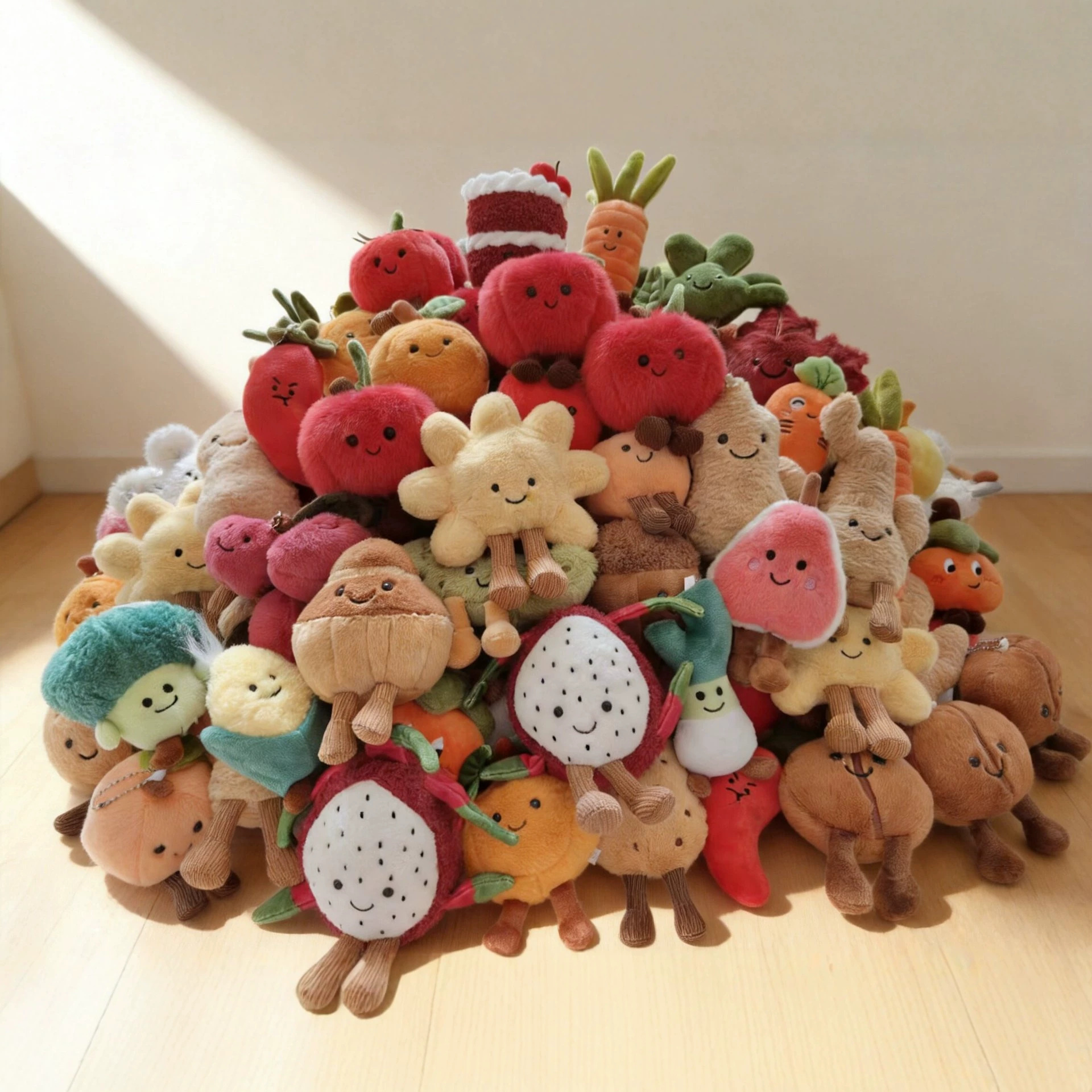 Cute and Fun British Jellycat Pendant, Realistic Vegetable and Fruit Ornament, Jc Doll Plush Toy, Claw Machine Gift