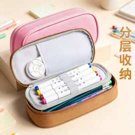 跨境小学生卡通笔袋双层大容量文具盒铅笔袋高颜值学生书包