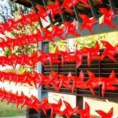 国庆节装饰品五星红旗风车拉旗户外防水挂串十一商场民宿景区布置