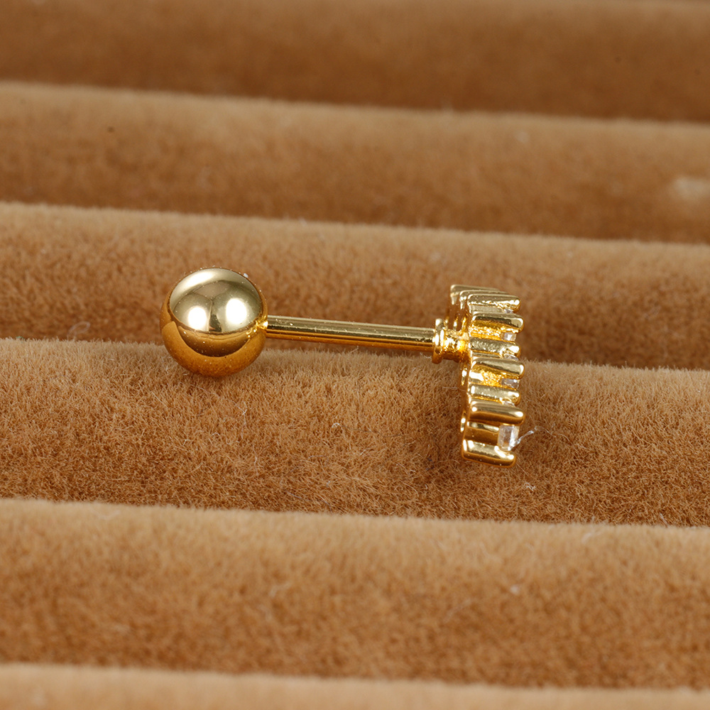Stainless Steel Material 1 Piece Shiny Round Plating Inlay Stainless Steel Zircon Ear Studs