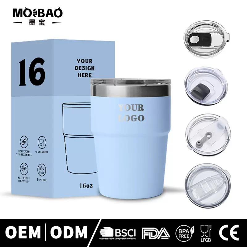 16oz汽车杯304不锈钢折叠杯家用咖啡杯车载便携保温杯运动水杯