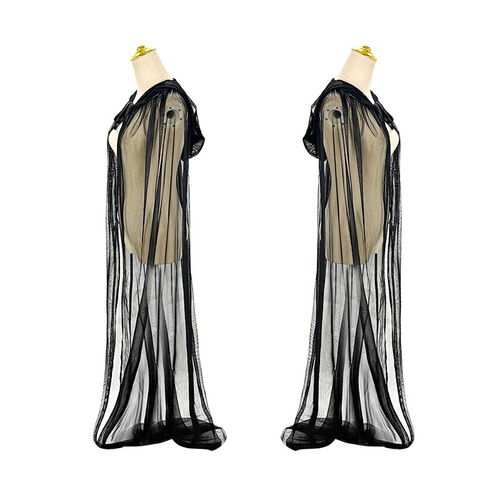 New European and American Mesh Halloween Cloaks & Capes — Witch Cosplay, Masquerade, and Performance Outfits