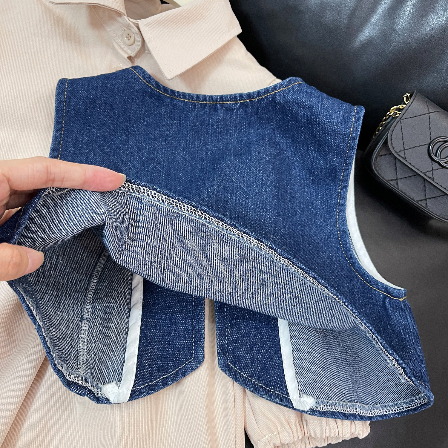 2023 Herbst neue koreanische Version Mädchen Jeansweste langärmeliges Kleid zweiteiliges Set 23353_voghion.com