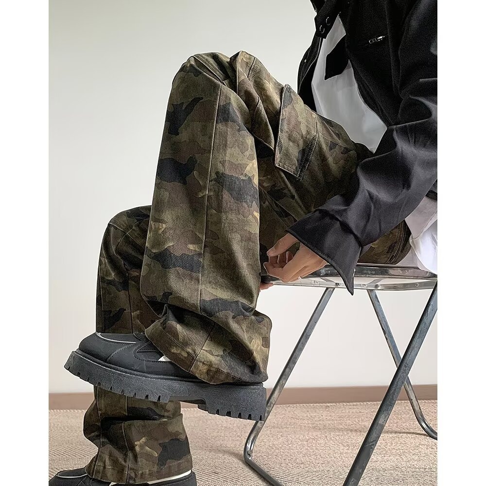 Pantalones de Mezclilla Camuflados para Hombre de Algodón, Cintura Alta, para Uso Diario