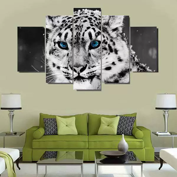 «1, 5 union gray -white canvas leopard head spray painting oil painting hanging painting without frame i173826a1»