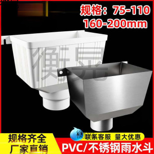 Pvc Rainwater Hopper 75 Plastic Water Drainage Pipe 160 Drainage Accessories 110 Stainless Steel Square Water Collecting Funnel