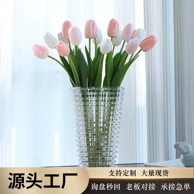 天津厂家新品手感保湿郁金香仿真花家居摆件摄影道具假花现货批发
